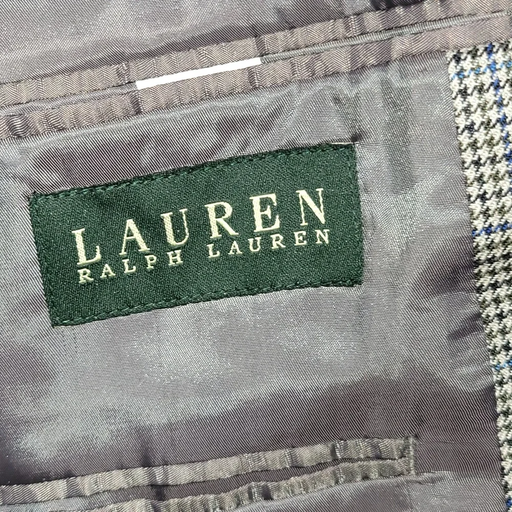 Ralph Lauren 50R Blazer Silk Wool Houndstooth Blue Windowpane Sport Coat Jacket
